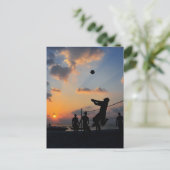 ビーチバレーボールを夕日に ポストカード (スタンド正面)