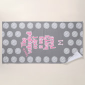 ビーチバレーボールコート幸せモノグラムの場 ビーチタオル (正面)