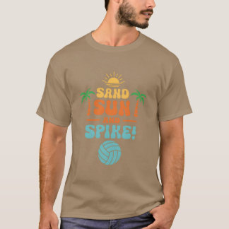 ビーチバレーボールトロピカル サマー スポーツ バレーボール レトロボ Tシャツ