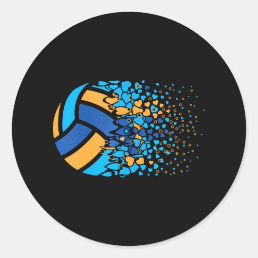 ビーチバレーボールハート ラウンドシール (正面)