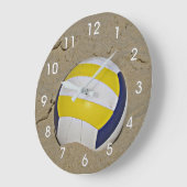 ビーチバレーボール写真時計 ラージ壁時計 (傾斜)