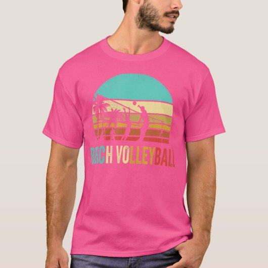 ビーチバレーボール夕日 Tシャツ (正面)