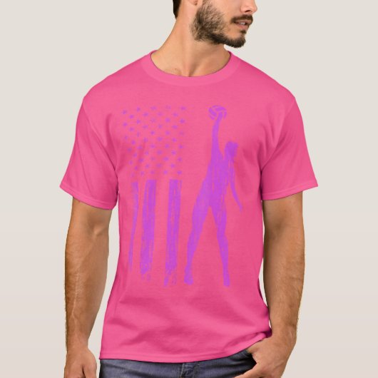 ビーチバレーボール米国国旗 Tシャツ (正面)