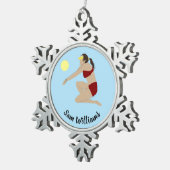 ビーチバレーボール スノーフレークピューターオーナメント (右)