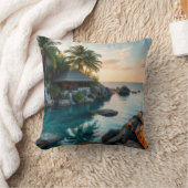 ビーチバンガロー1&海ドルフィンピロー クッション (ブランケット)