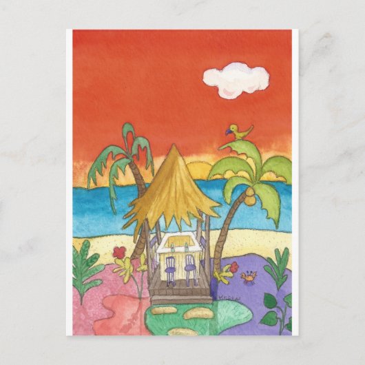 ビーチバーアットサンセットポストカード ポストカード (正面)