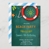 ビーチバースデーパーティー招待状 招待状 (正面/裏面)