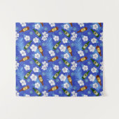 ビーチバートロピカルパームズアンドビールボトルブルー タペストリー (正面(横))