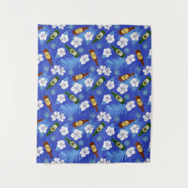 ビーチバートロピカルパームズアンドビールボトルブルー タペストリー