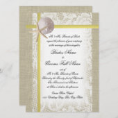 ビーチバーラップアンドレースイエロー結婚ズ 招待状 (正面/裏面)