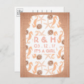 ビーチバーラップメイソンジャールベビー発表 案内ポストカード (正面/裏面)