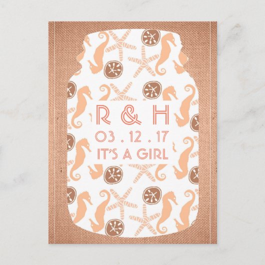 ビーチバーラップメイソンジャールベビー発表 案内ポストカード (正面)