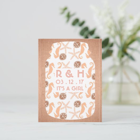 ビーチバーラップメイソンジャールベビー発表 案内ポストカード (スタンド正面)