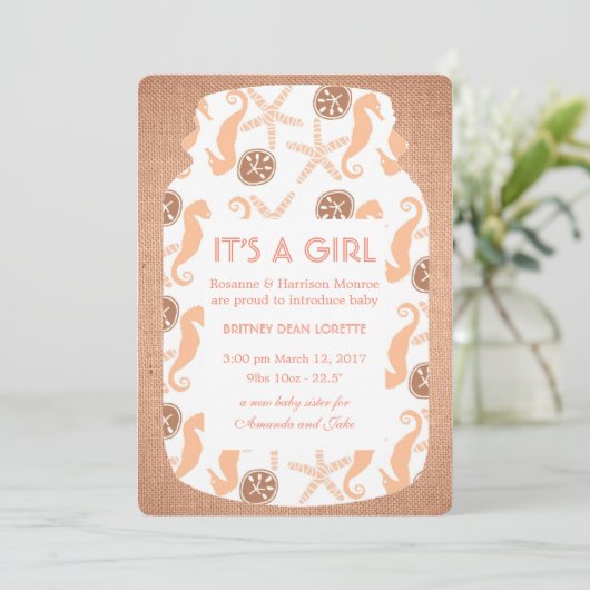 ビーチバーラップメイソンジャールベビー発表 案内状 (スタンド正面)