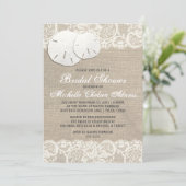 ビーチバ素朴ーラップレースブライダルシャワー入力 招待状 (スタンド正面)