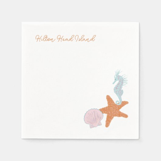 ビーチパステルスケッチカクテルナプキンス スタンダードカクテルナプキン (正面)