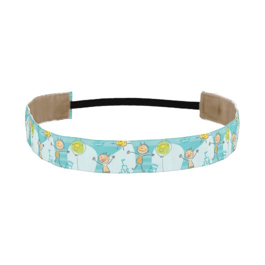 ビーチパターンで遊んでいるかわいい子供 アスレチックヘッドバンド (正面)
