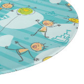 ビーチパターンで遊んでいるかわいい子供 カッティングボード (角)