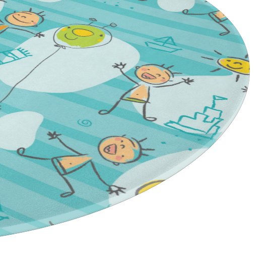 ビーチパターンで遊んでいるかわいい子供 カッティングボード (角)