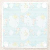 ビーチパターンで遊んでいるかわいい子供 ガラスコースター (裏面)