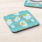 ビーチパターンで遊んでいるかわいい子供 コースター (左側)