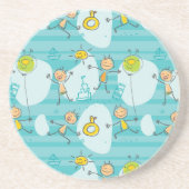 ビーチパターンで遊んでいるかわいい子供 コースター (正面)