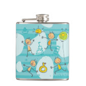 ビーチパターンで遊んでいるかわいい子供 フラスク (正面)