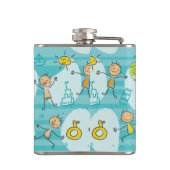 ビーチパターンで遊んでいるかわいい子供 フラスク (裏面)