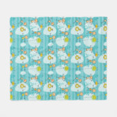 ビーチパターンで遊んでいるかわいい子供 フリースブランケット (正面(横))