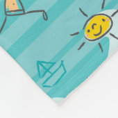 ビーチパターンで遊んでいるかわいい子供 フリースブランケット (角)