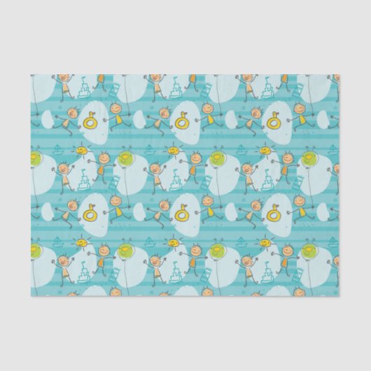 ビーチパターンで遊んでいるかわいい子供 薄葉紙 (正面)