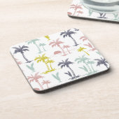 ビーチパターンによるパステル調のヤシの木 コースター (左側)