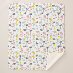 ビーチパターンによるパステル調のヤシの木 シェルパブランケット