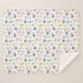 ビーチパターンによるパステル調のヤシの木 シェルパブランケット (正面(横))