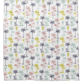 ビーチパターンによるパステル調のヤシの木 シャワーカーテン (正面)