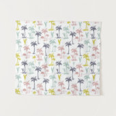 ビーチパターンによるパステル調のヤシの木 タペストリー (正面(横))