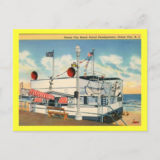 ビーチパトロール、海シティNJヴィンテージ ポストカード (正面)