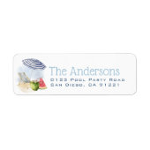 ビーチパラソルとビーチチェア スイカ 返信先住所 ラベル (正面)
