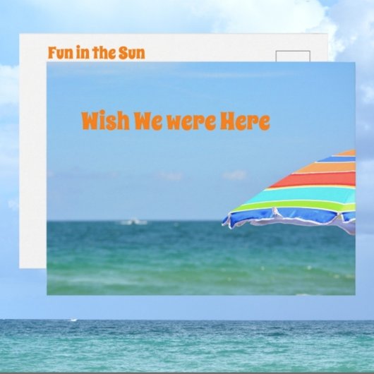ビーチパラソル 海の景色 写真 ポストカード