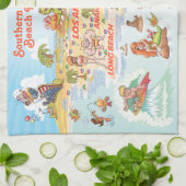 ビーチパラダイスカリフォルニアキッチンタオル キッチンタオル (折り畳み)