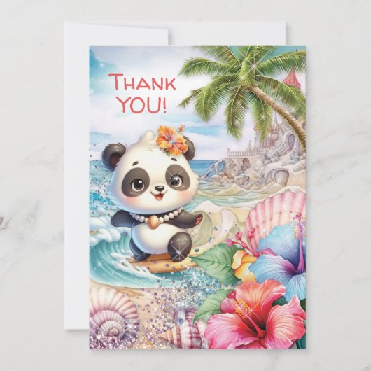 ビーチパンダ 感謝のメッセージ サンキューカード (正面)