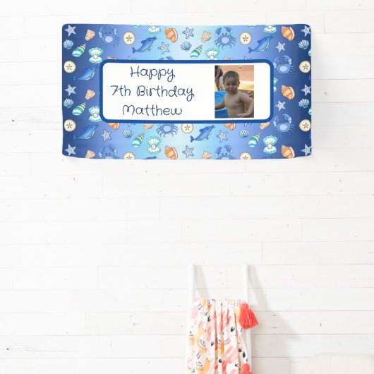 ビーチパーソナライズされたをテーマにした誕生日 横断幕 (インサイチュ)