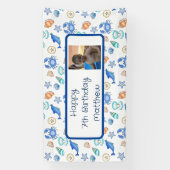 ビーチパーソナライズされたをテーマにした誕生日 横断幕 (縦)