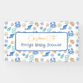 ビーチパーソナライズされたをテーマにした赤ちゃんシャワー 横断幕 (横)