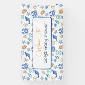 ビーチパーソナライズされたをテーマにした赤ちゃんシャワー 横断幕 (縦)