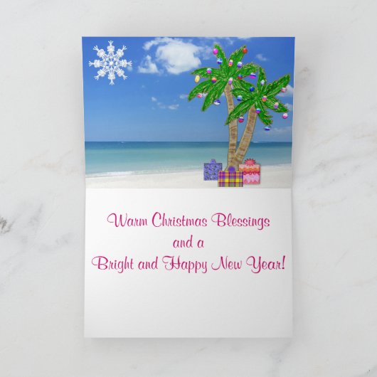 ビーチパーソナライズされたをテーマにしたPHOTOクリスマスカード シーズンカード (内部)