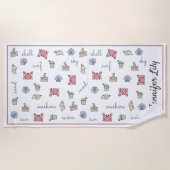 ビーチパーソナライズされたサンドキャッスルカニシェルペールキッド ビーチタオル (正面)