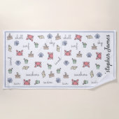 ビーチパーソナライズされたサンドキャッスルカニシェルペールキッド  ビーチタオル (正面)