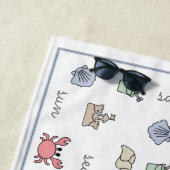 ビーチパーソナライズされたサンドキャッスルカニシェルペールキッド  ビーチタオル (インサイチュ)