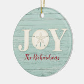 ビーチパーソナライズされたサンドドルクリスマスジョイ セラミックオーナメント (左)